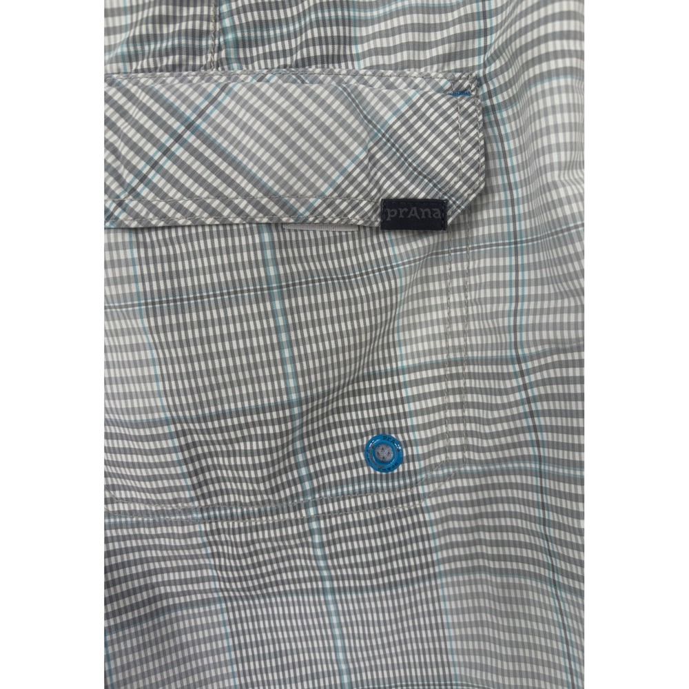 Prana Mens Plaid Board Shorts Size 34 Grey Blue UPF 50+ Swim Trunks - Picture 5 of 8